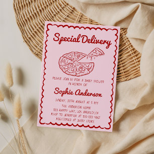 Convites Chuva de Bebê de Entrega Especial de Pizza Desenha