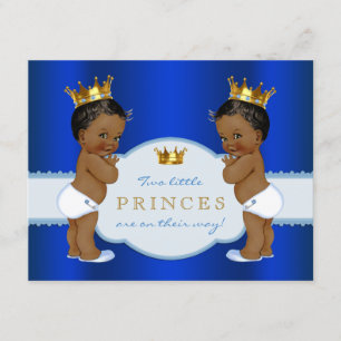 Convites Chuva de Bebê de Gêmeos Príncipe Real Afro-America