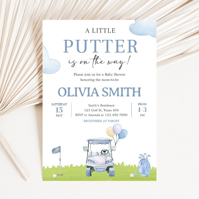 Convites Chuva de Bebê de Golfe A Little Putter (Golf A Little Putter Baby Shower Invitation)