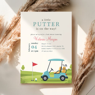 Convites Chuva de Bebê de Golfe Elegante Littler Putter
