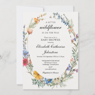 Convites Chuva de Bebê de Grinalda Floral de Florzinha Selv