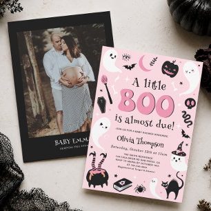 Convites Chuva de Bebê de Halloween Pink A little Boo