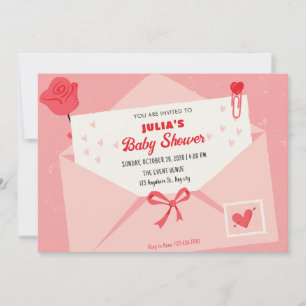 Convites Chuva de bebê de letra rosa fofa adorável