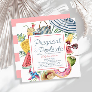 Convites Chuva de Bebê de Menina Grávida & Tropical à Beira