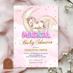 Convites Chuva de bebê de menina mágica unicórnio