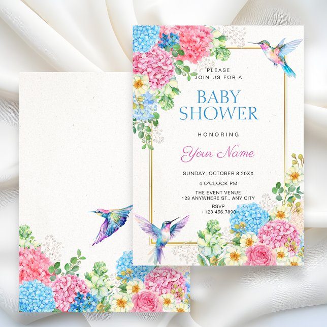 Convites Chuva de bebê de pássaro floral estético (Criador carregado)