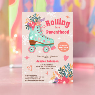 Convites Chuva de bébé de patins florais