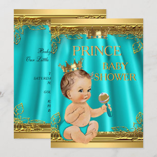 Convites Chuva de bebê de príncipe menino azul aqua Bebê mo