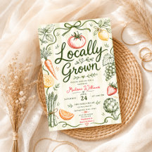 Chuva de bebê de vegetais frutas desenhados à mão