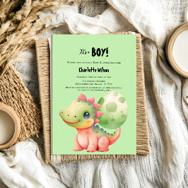 Convites Chuva de Bebê Dinossauro Bebê Adorável em Aquarela