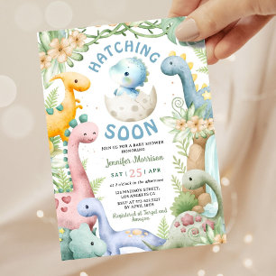 Convites Chuva de Bebê Dinossauro Menino Azul Dino 