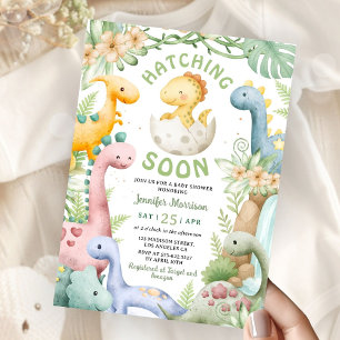 Convites Chuva de Bebê Dinossauro Neutro em Breve