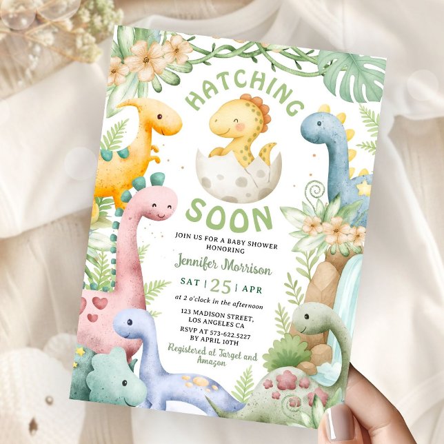 Convites Chuva de Bebê Dinossauro Neutro em Breve (Criador carregado)