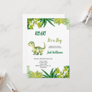 CONVITES CHUVA DE BEBÊ DINOSSAURO VERDE