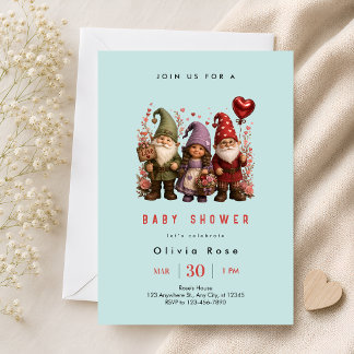 Convites Chuva de Bebê do Gnome Caprichoso