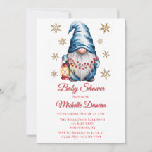 Chuva de Bebê do Gnome de Natal Azul