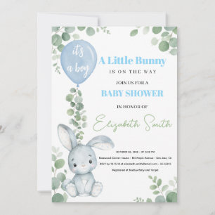 Convites Chuva de Bebê do Menino Little Bunny Eucalyptus