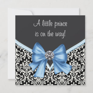 Convites Chuva de Bebê do Príncipe Azul e Preto Elegante