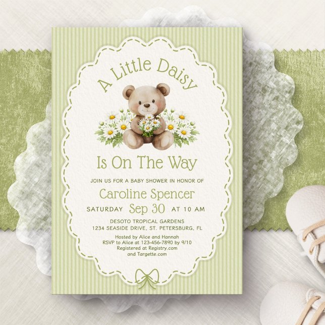 Convites Chuva de Bebê do Ursinho Little Daisy (Criador carregado)