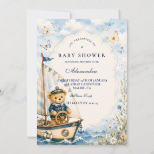 Convites Chuva de Bebê do Urso Marinheiro Caprichoso