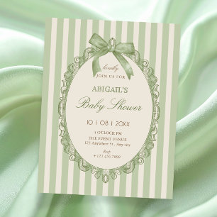 Convites Chuva de bebê doce arco verde elegante vintage