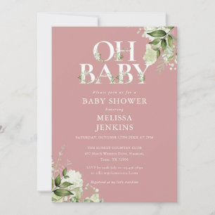 Convites Chuva de Bebê Dusty Rose Oh Baby Botânica