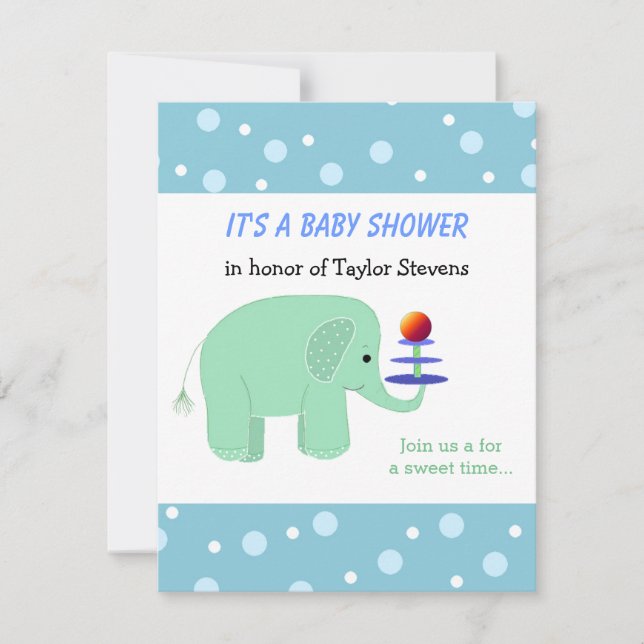Convites Chuva de Bebê: Elefante em Equilíbrio (Frente)