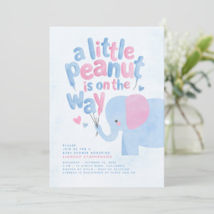Convites Chuva de Bebê Elefante Rosa e Azul Um Pequeno Amen