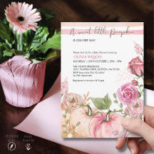 Chuva de Bebê Elegante Abóbora Aquarela Rosa e Dou