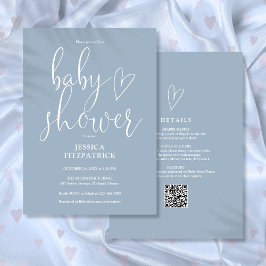 Convites Chuva de Bebê Elegante em Azul Po dusty Blue All I