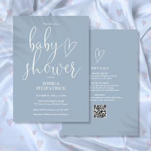 Convites Chuva de Bebê Elegante em Azul Po dusty Blue All I