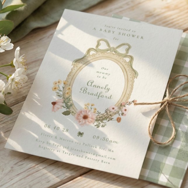 Convites Chuva de Bebê Elegante Floral Menina com Arco de S (Criador carregado)