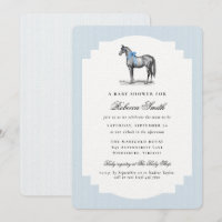 Chuva de Bebê Elegante Menino Azul Cavalo Equino V