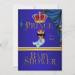 Convites Chuva de Bebê Elegante Menino Azul Pequeno Príncip