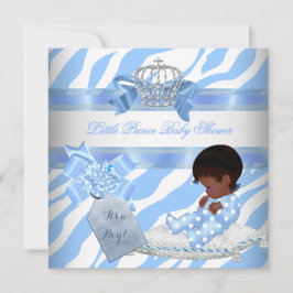 Convites Chuva de Bebê Elegante Menino Azul Zebra Príncipe 