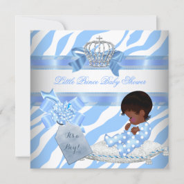 Convites Chuva de Bebê Elegante Menino Azul Zebra Príncipe 