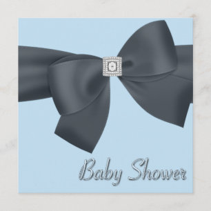 Convites Chuva de Bebê Elegante Preta e Azul