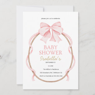 Convites Chuva de Bebê Elegante Rosa e Branco