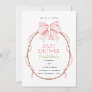 Convites Chuva de Bebê Elegante Rosa e Branco