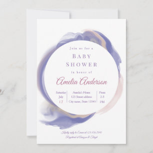 Convites Chuva de Bebê em Aquarela Lavanda