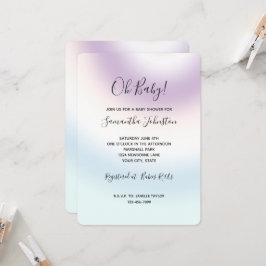 Convites Chuva de bebê em Tie dye Roxo Branco Azul