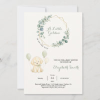 Chuva de Bebê em Verde Salvia com Golden Retriever