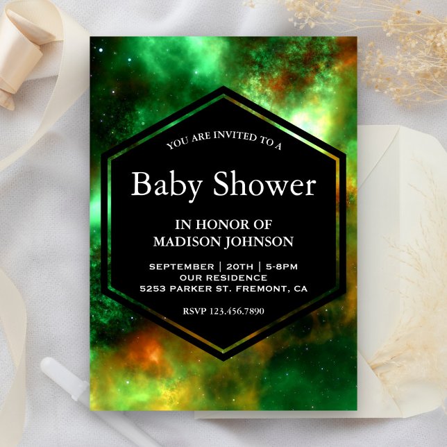 Convites Chuva de Bebê Espaço de Aglomerados de Estrelas (Criador carregado)