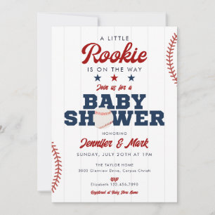 Convites Chuva de Bebê Esportes Beisebol Little Rookie