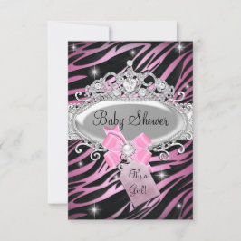 Convites Chuva de Bebê Estampa de Zebra Rosa e Tiara de Pri