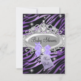Convites Chuva de Bebê Estampa de Zebra Roxa e Tiara de Pri