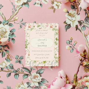 Convites Chuva de Bebê Estilo Floral Rosa