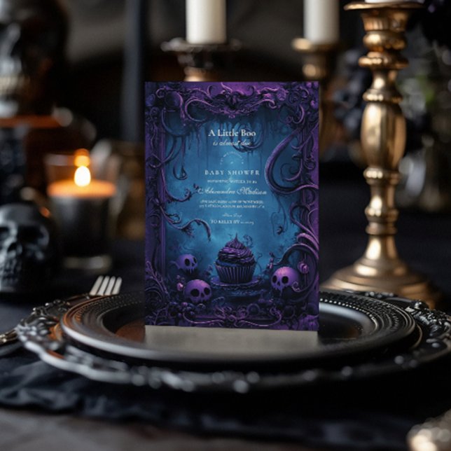 Convites Chuva de Bebê Fantasia Gótica Roxa de Halloween (Criador carregado)