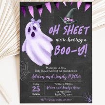 Chuva de Bebê Fantasma Oh Folha Roxa de Halloween
