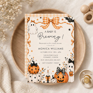 Convites Chuva de Bebê Fantasminha e Abóbora para o Hallowe